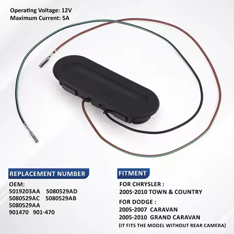 Black ABS Plastic Tailgate Release Button For Dodge Grand Caravan Chrysler Pacifica Voyager Town&amp;Country OE 5080529AD