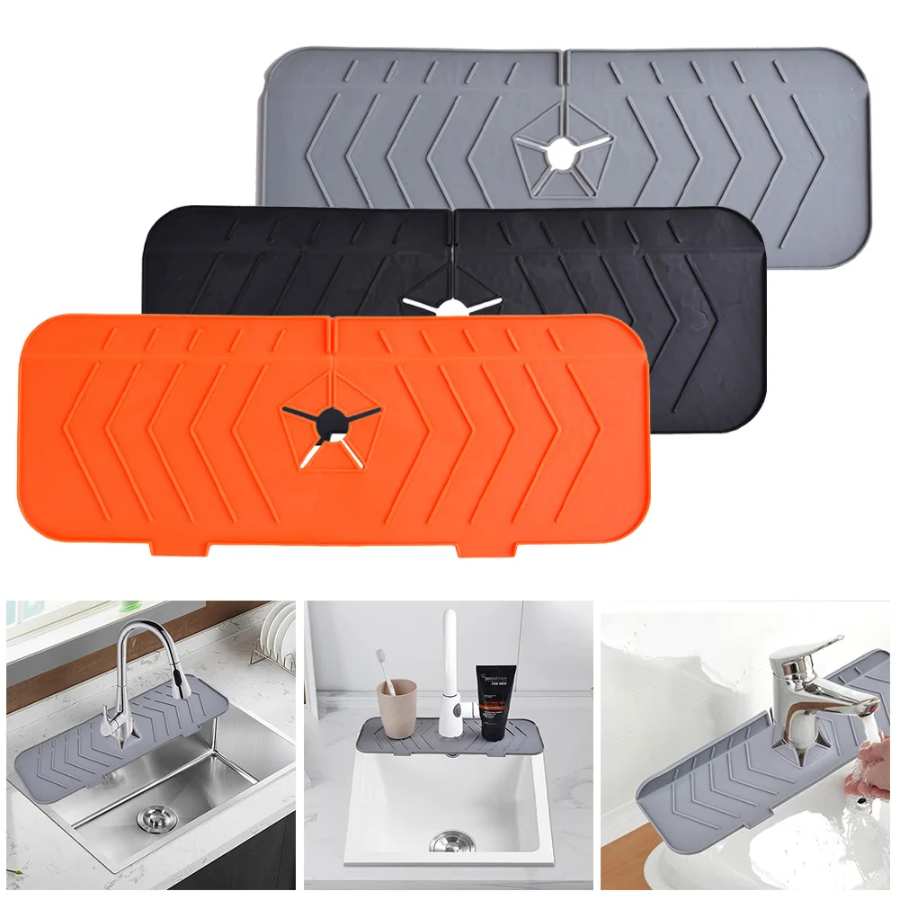 Splash Water Catcher Mat Water Drying Pads Sink Draining Pad Faucet Mat Kitchen 1pcs Brand New High Quality Orange/black/gray