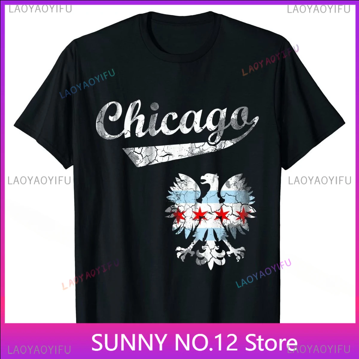 

Classic Youth Famous Tshirt Brand New Top Tee Slim Fit Chi cago Polish Flag Poland Polska American Popular Customized streetwear