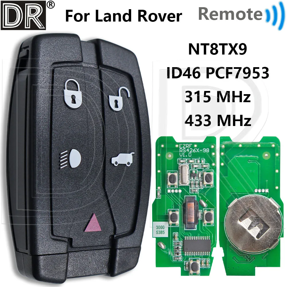 Grande clé intelligente de télécommande de voiture NT8TX9 ID46 PCF7953 315/433MHz pour Land Rover Ranger Rover Sport LR2 Freelander 2 3