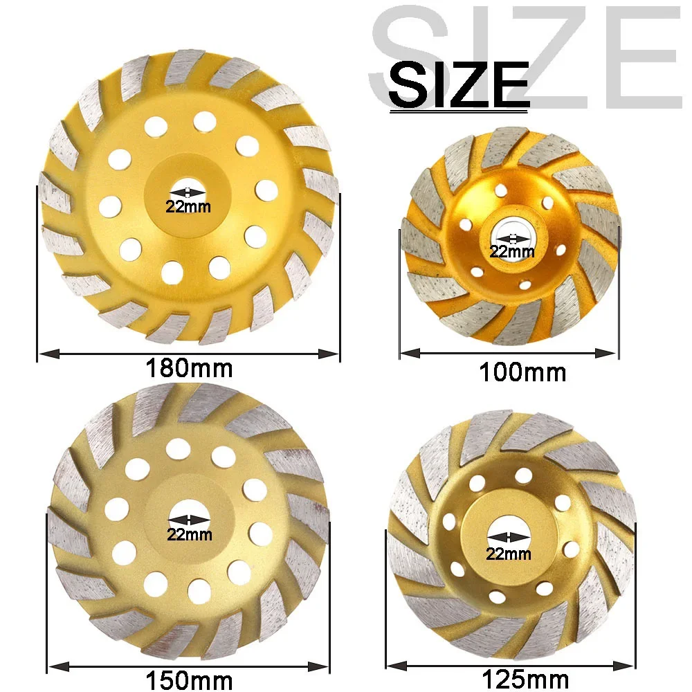 4/5/6/7"Diamond Grinding Wheel Concrete Turbo Cup Wheel Polishing Disc For Angle Grinder Concrete Granite Stone Ceramic Grindin