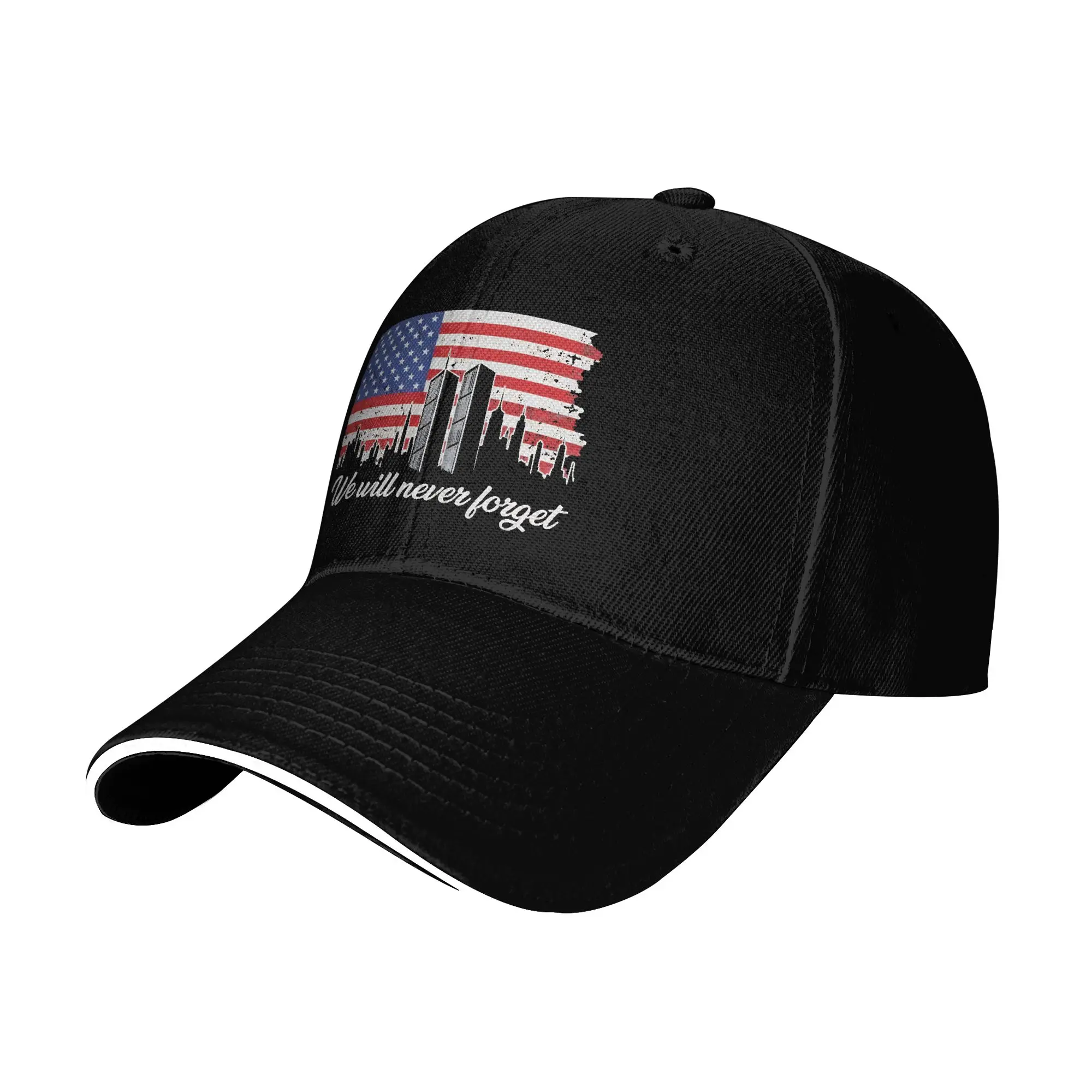 Distressed 911 Flag Twin Towers We Will Never Forget Baseball Cap  Hiking Fishing Sun Visor Trucker Hat Stylish Snapback Cap