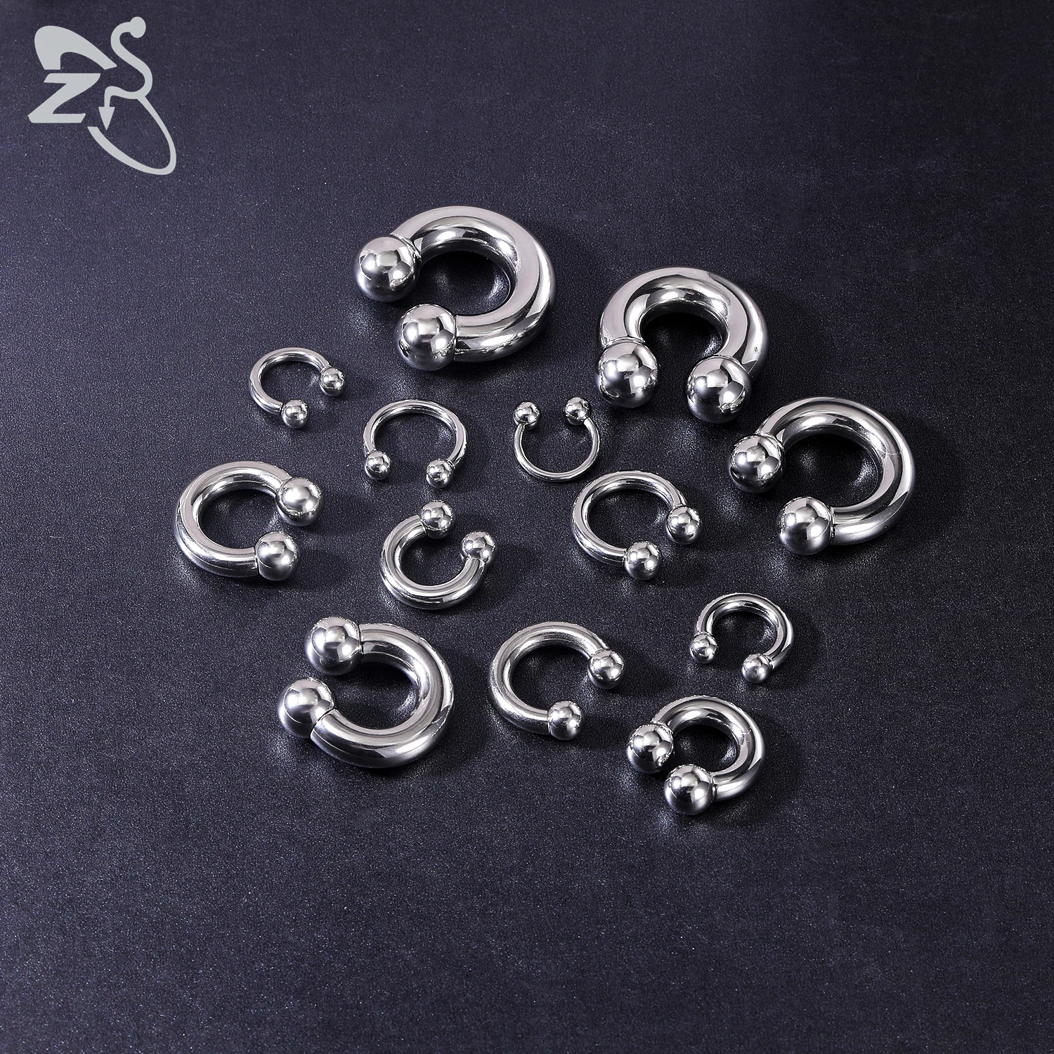 ZS 1 Stück 2/4/6/8G Edelstahl Hufeisen Nasenring Männer Innengewinde Große Gauge Piercings Ohr Expander Septum Piercing – Detail 8