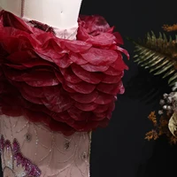 Sharon Said Luxury Pink Floral Beaded Evening Dress with Burgundy Shawl Cape Elegant Party Dress for Women SS515 Customized - Image 6