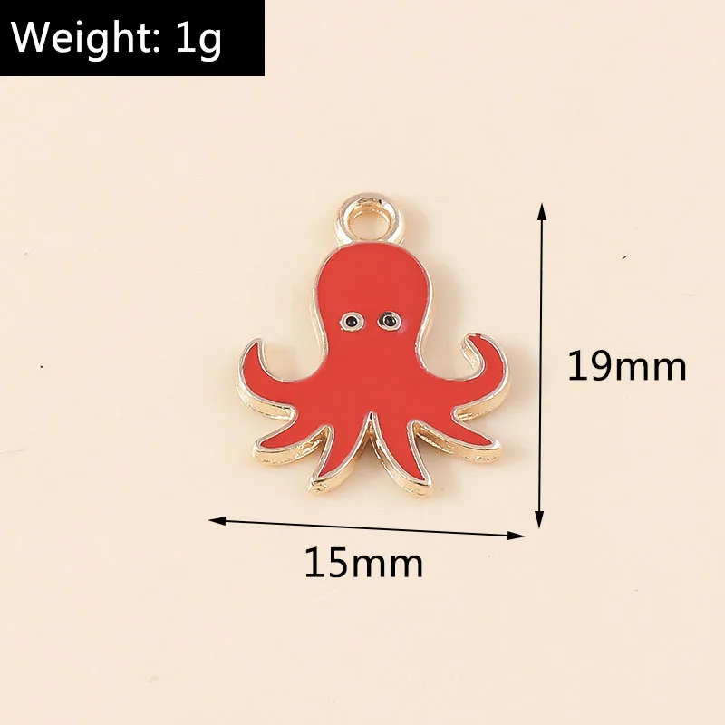 Leslie 10pcs Cartoon Octopus Charms For Earrings Bracelet Necklace Squid Pendant DIY Handmade Jewelry Making Accessories