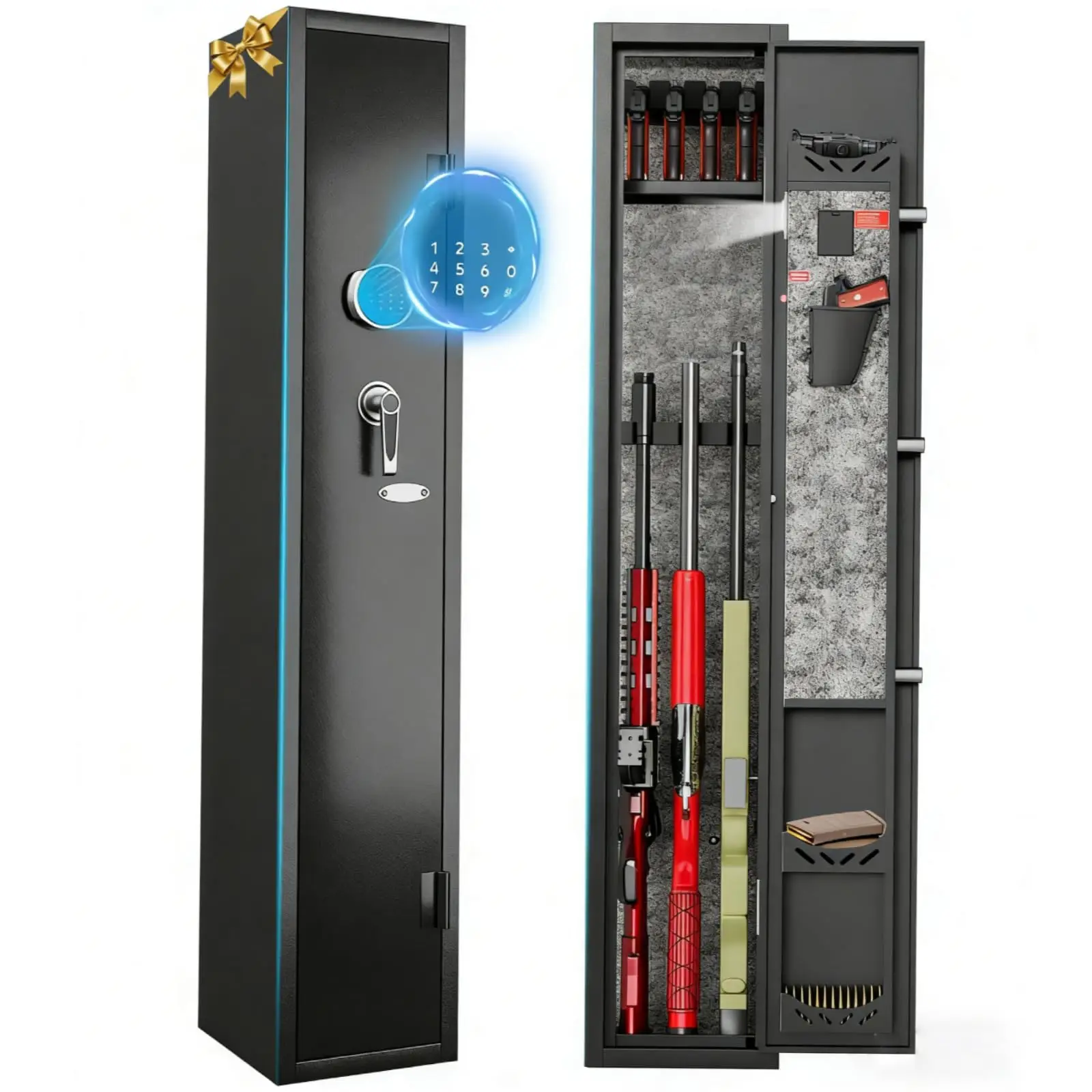 2-3 Gun Safe for Rifles and Pistols Guns Cabinet for Shotguns Quick Access Long Rifle Safes with Removable Rack LED