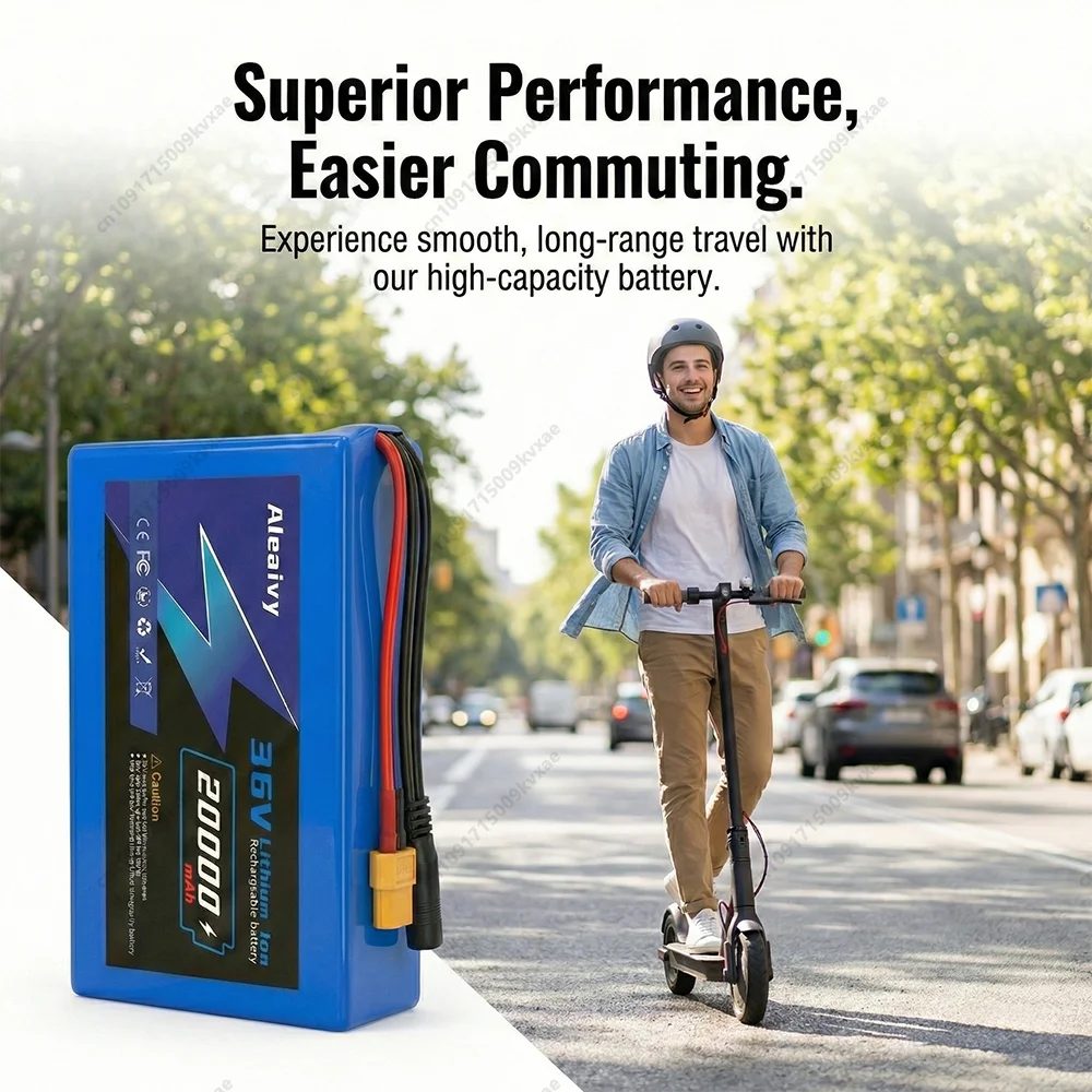 36V 20Ah Lithium Battery 10S4P 18650 Pack For Electric Scooter Balance Bike 350W 500W Motor High Capacity Rechargeable With BMS view 2