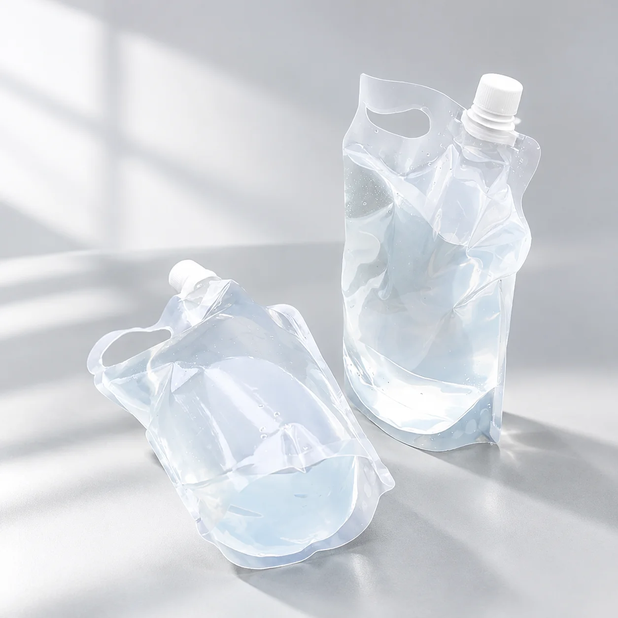 Crystal Transparent 2L Collapsible Water Bladder Fashionable Compact Foldable Water Pouches for Commute Holiday Camping Hiking