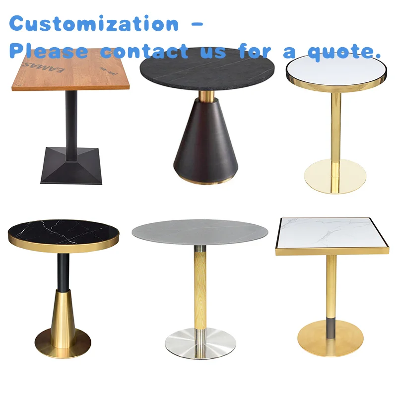 

custom.Factory Direct Stainless Steel Dining Table Metal with Artificial Marble Desktop Restaurant Cafe Hotel Dining Table.