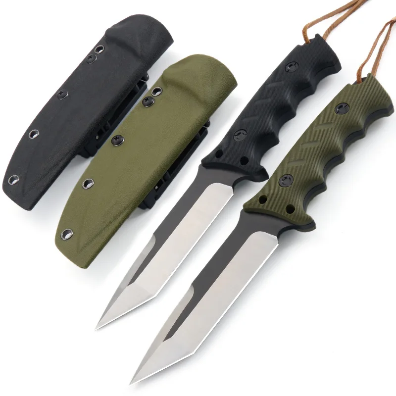 1PC Outdoor Camping Straight Knife, High Hardness, Lanyard Hole at Handle Tail, for Hiking&Exploration,Rope Cutting and Fishing