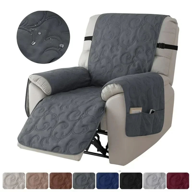 1seater Solid Color Waterproof Recliner Cover Quilted Armchair Slipcover Lazy Boy Relax Couch Cushion for Living Room Home