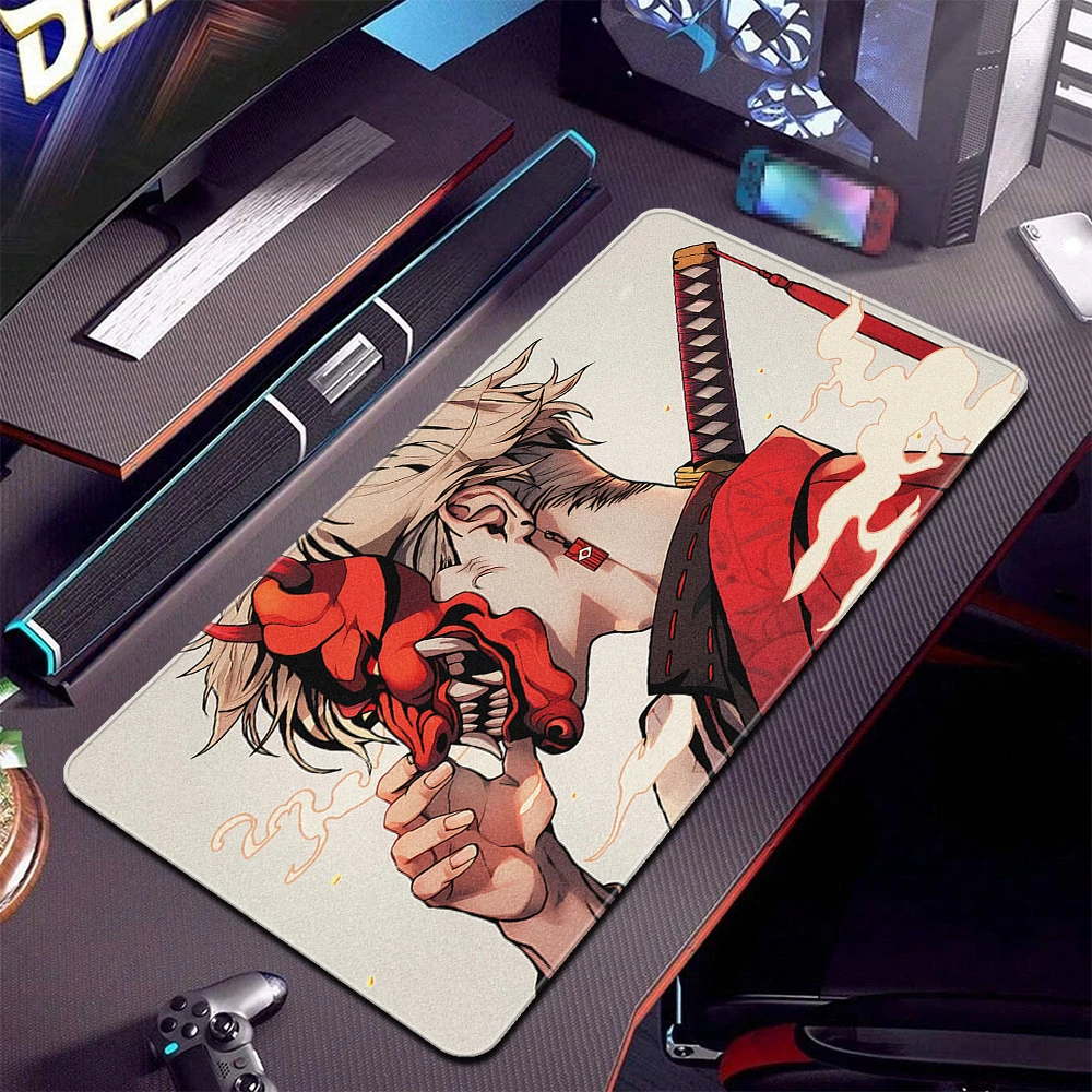 Imagem -03 - Oni Máscara Gaming Mouse Pad Anime Grande Mousepad Gamer Profissional de Borracha Computador Mouse Tapete Jogo Antiderrapante Teclado Tapetes de Mesa