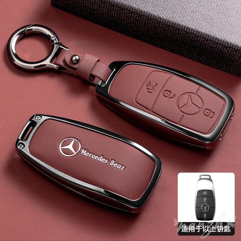 

Car Key Case Cover For Mercedes Benz A C E S G Class GLC CLE GLS W222 Leather Shell Holder Protection Keychain Bag Accessories
