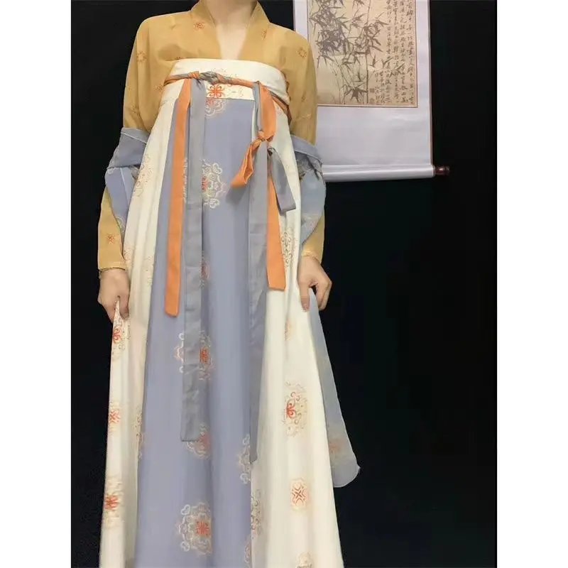 

‌"Fuyao" Hanfu Dress - Authentic Tang Dynasty Qixiong Poqun, Floral Printed Revival Style, Traditional Chinese Costume Women