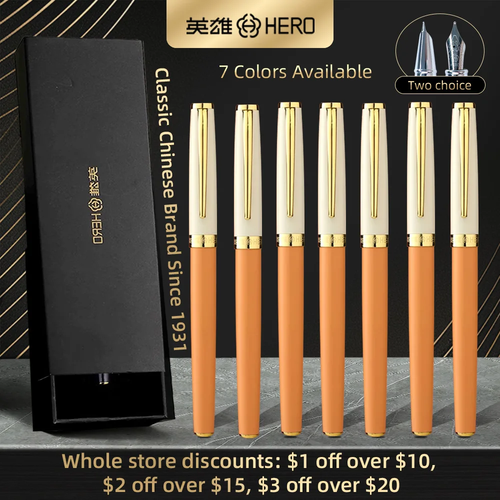 

HERO P108 Fountain Pen Luxury Retro Design M/F/EF Fine Nib Metal Elegant Clip Writing Pens Office School Supplies Stationery