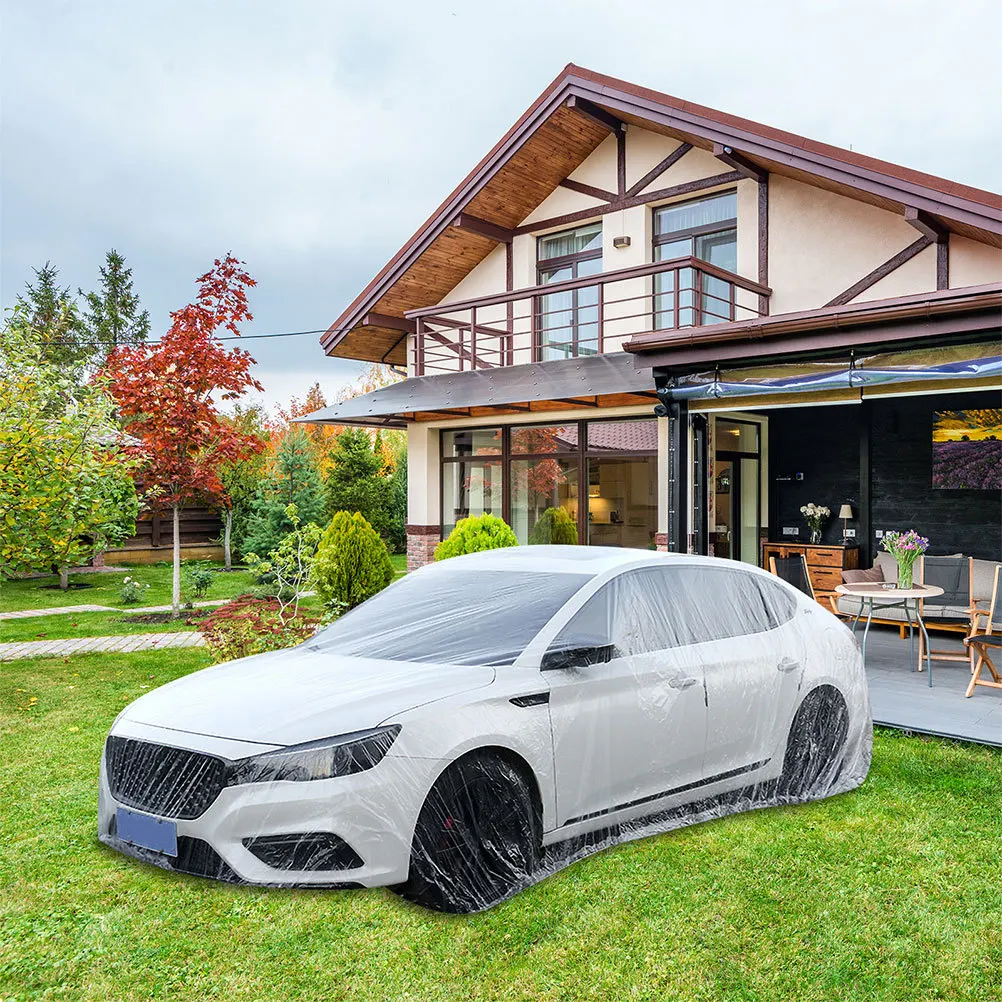 

All Weather Disposable Car Cover Waterproof Universal Fit Protection Outdoor Use Auto Body Cover Snow