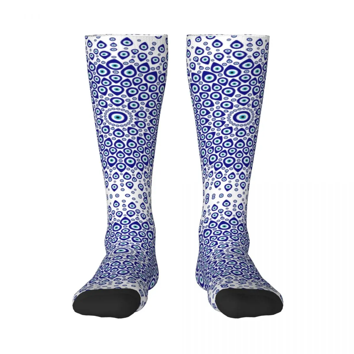 Custom Women Nazar Turkish Eye Circular Ornament Stockings 3D Printing Amulet Boho Hamsa Knee High Tube Socks