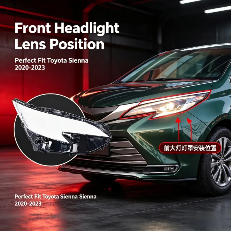 Moggic Headlight Lens Cover For Toyota Sienna 2020-2023 Clear Front Headlamp Anti-yellow Shell