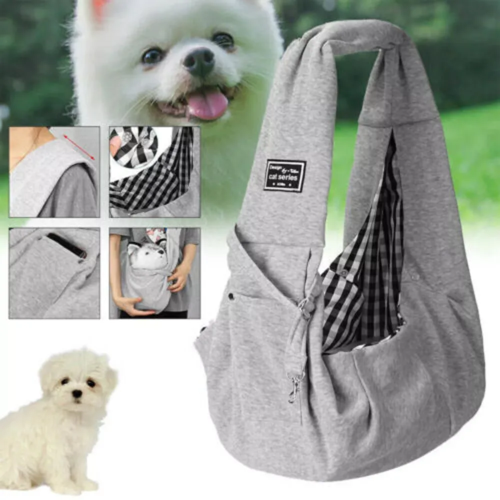 Pet Carrier Shoulder Bag Dog Cat Sg Puppy Tote Pouch Travel Hands Carry Grey