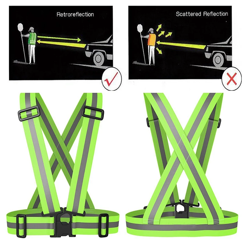 Reflective Safety Vest belt high visibility Reflective elasticated Strip Blue Red fluorescent Orange Lime Green  waistcoat belt