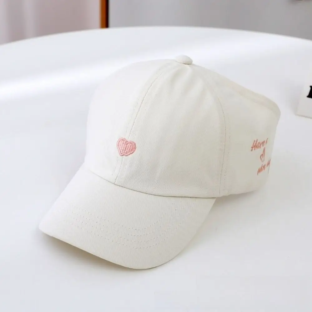 Heart-embroidered Baseball Cap for Girls Cute UV Protection Children's Baseball Hat Sun Protection Tool Breathable