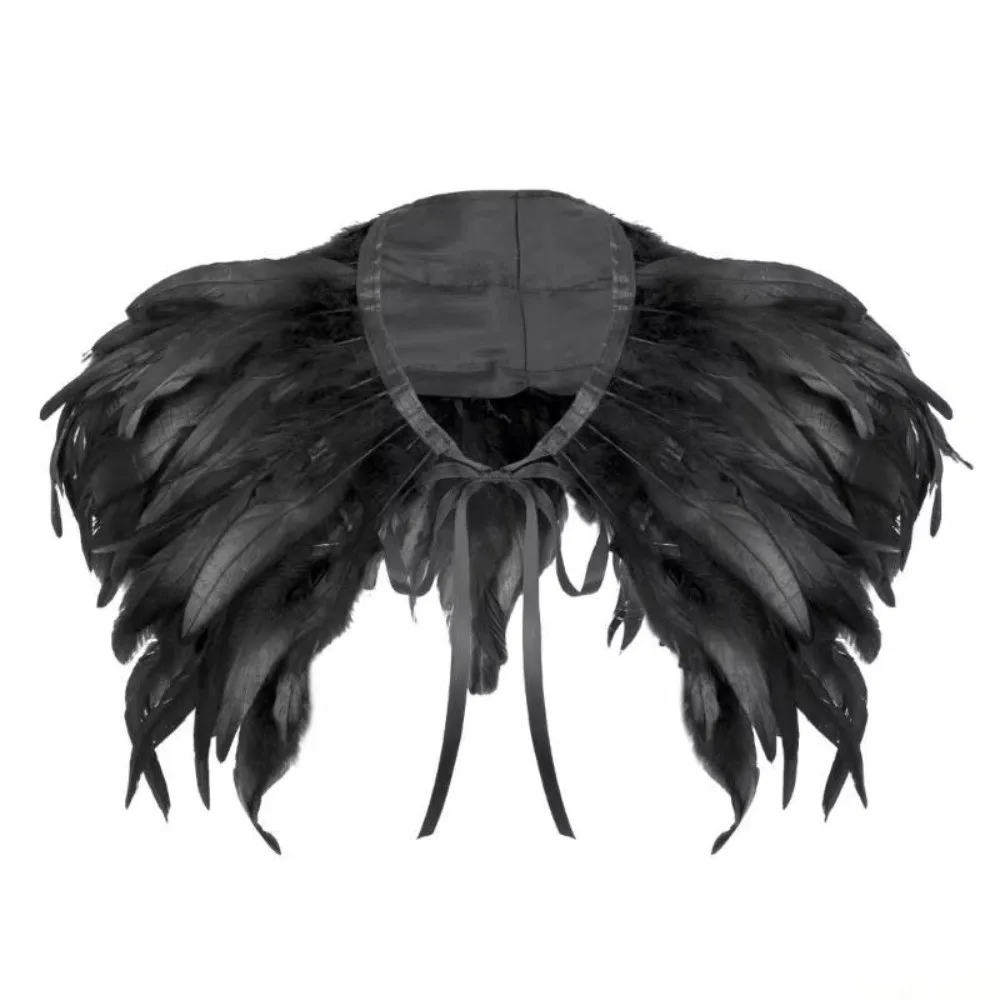 New Tie Neck Feather Shoulder Cape Soft Gothic Costume Feather Collar Multicolor Gothic Shawl Stage Performance Accessory