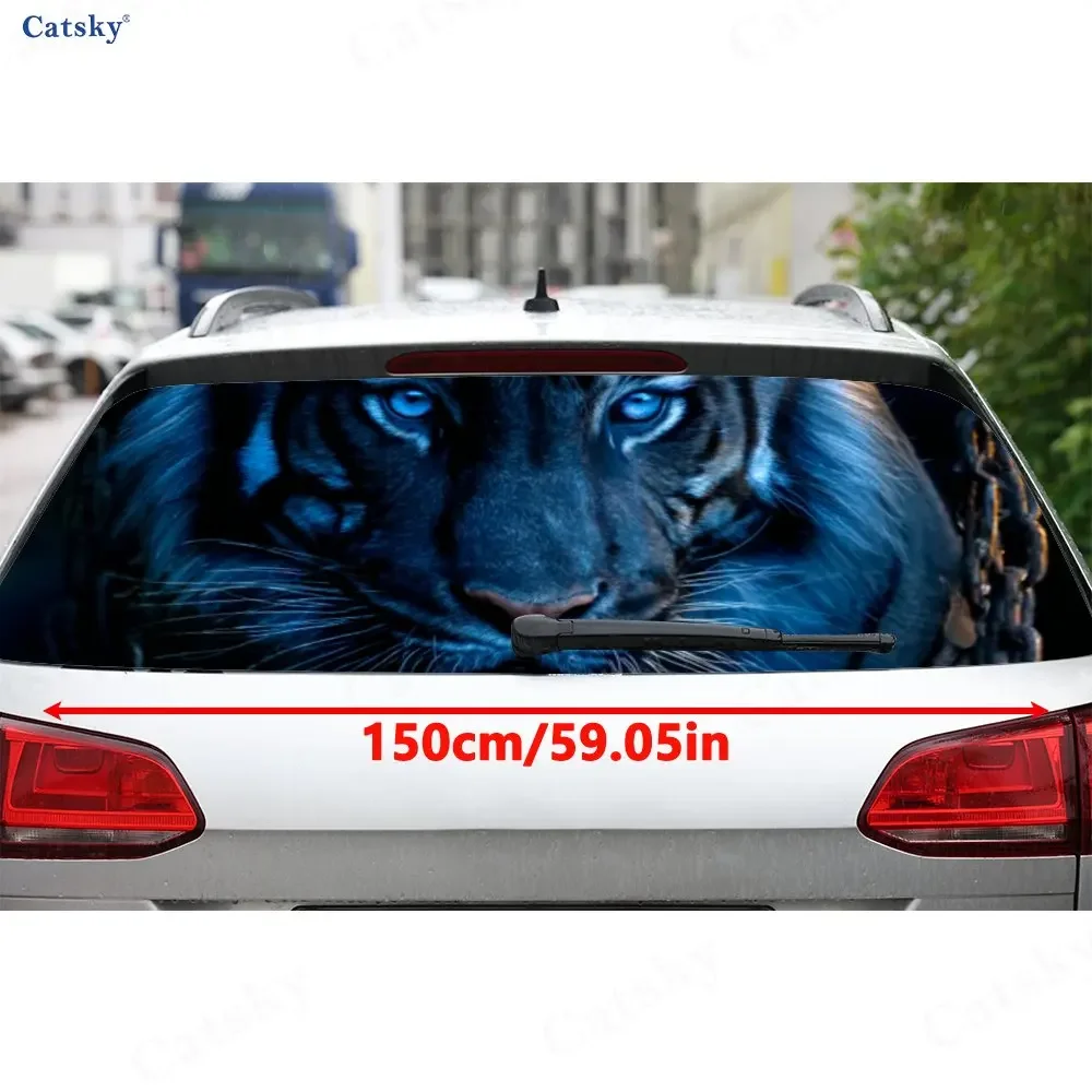Blue Tiger Colorful Car Rear Window Sticker, Waterproof Self-adhesive Window Film, Vehicle Decoration, DIY Graffiti Film, Gift f