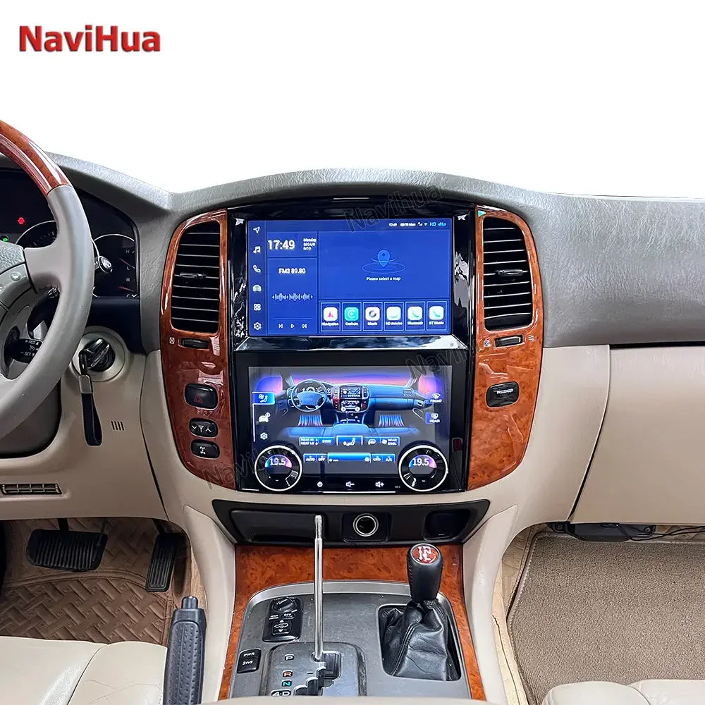 Radio de coche Navihua Android con Control de clima navegación GPS reproductor de DVD Multimedia para Toyota Land Cruiser LC100 Lexus LX470