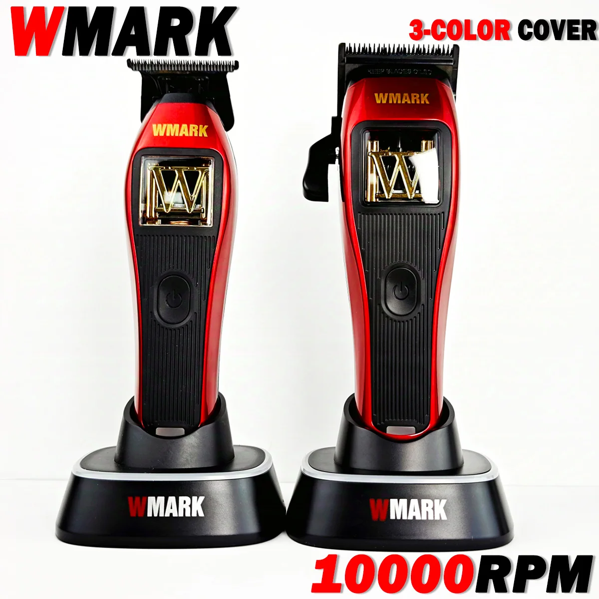 WMARK NG-X1 NG-XT1 Professional Hair Clipper High Speed 10000RPM DLC Blade 3-color Cover with Base Suitable for Men's Hair Salon