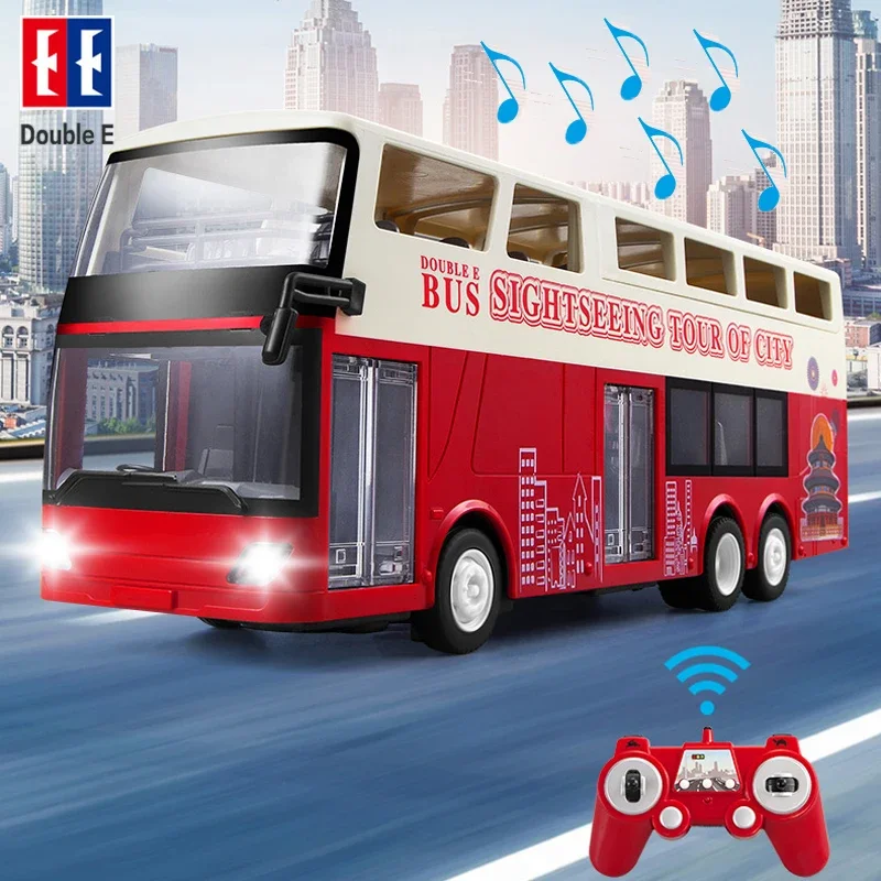 

Double E E640 RC Bus Remote Control Double-Decker Sightseeing 1:18 RC Car 2 Speed Electronic Vehicles Opening Door Sound Light