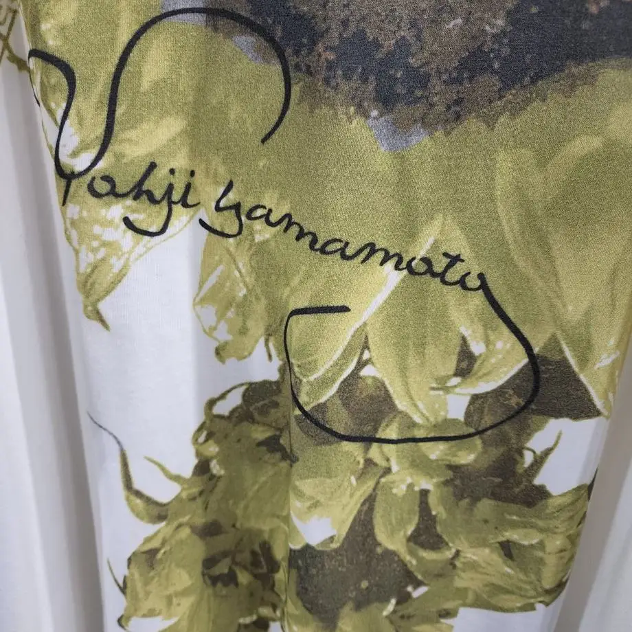 TOP-YAMAMOTO ® Plant Print Long-Sleeved T-Shirt for Women - White Round Neck Loose-Fitting Versatile Base Top Shirt