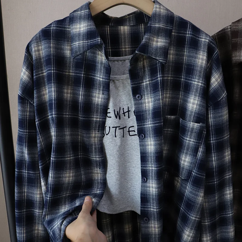 

Retro Sle Women's Long Sve irt And Vest Set Fce Plaid Inner Letter Design Autumn Collection Comfortable Cotton Blend