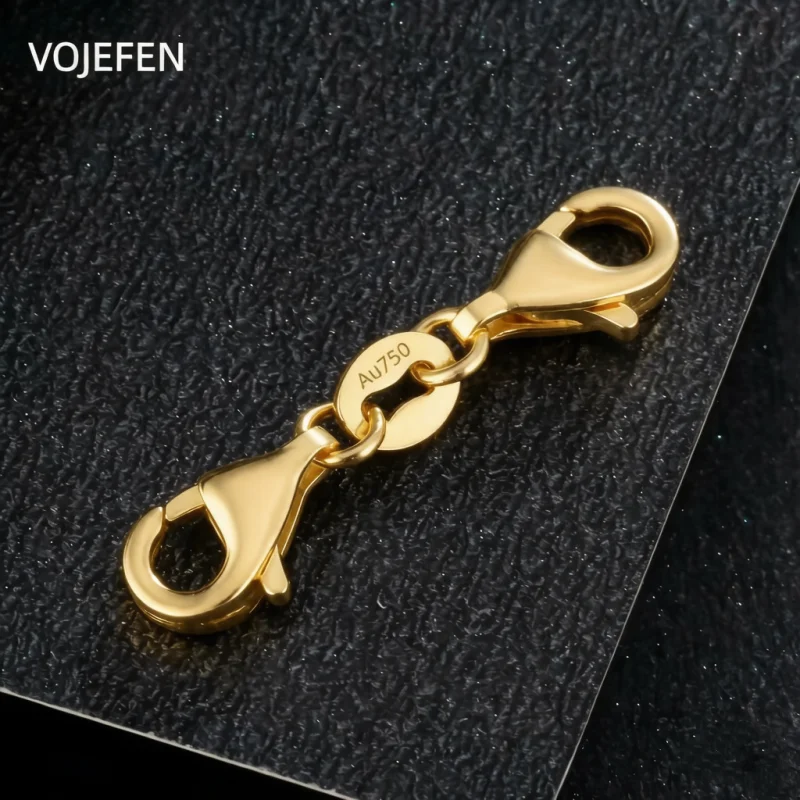 VOJEFEN AU750 18K Gold Buckle Can Be Opened On Both Sides Plain Universal Multiple Uses DIY Buckle Accessories Jewelry Parts