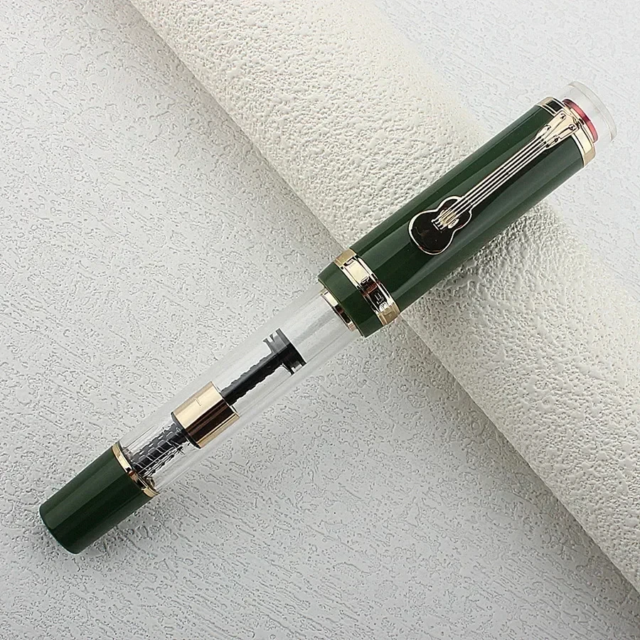 

Перьевая ручка Jinhao 1935 серии Tiandao F/M с гитарным зажимом, прозрачная и зеленая каучуковая ручка для письма и большой конвертер в подарок