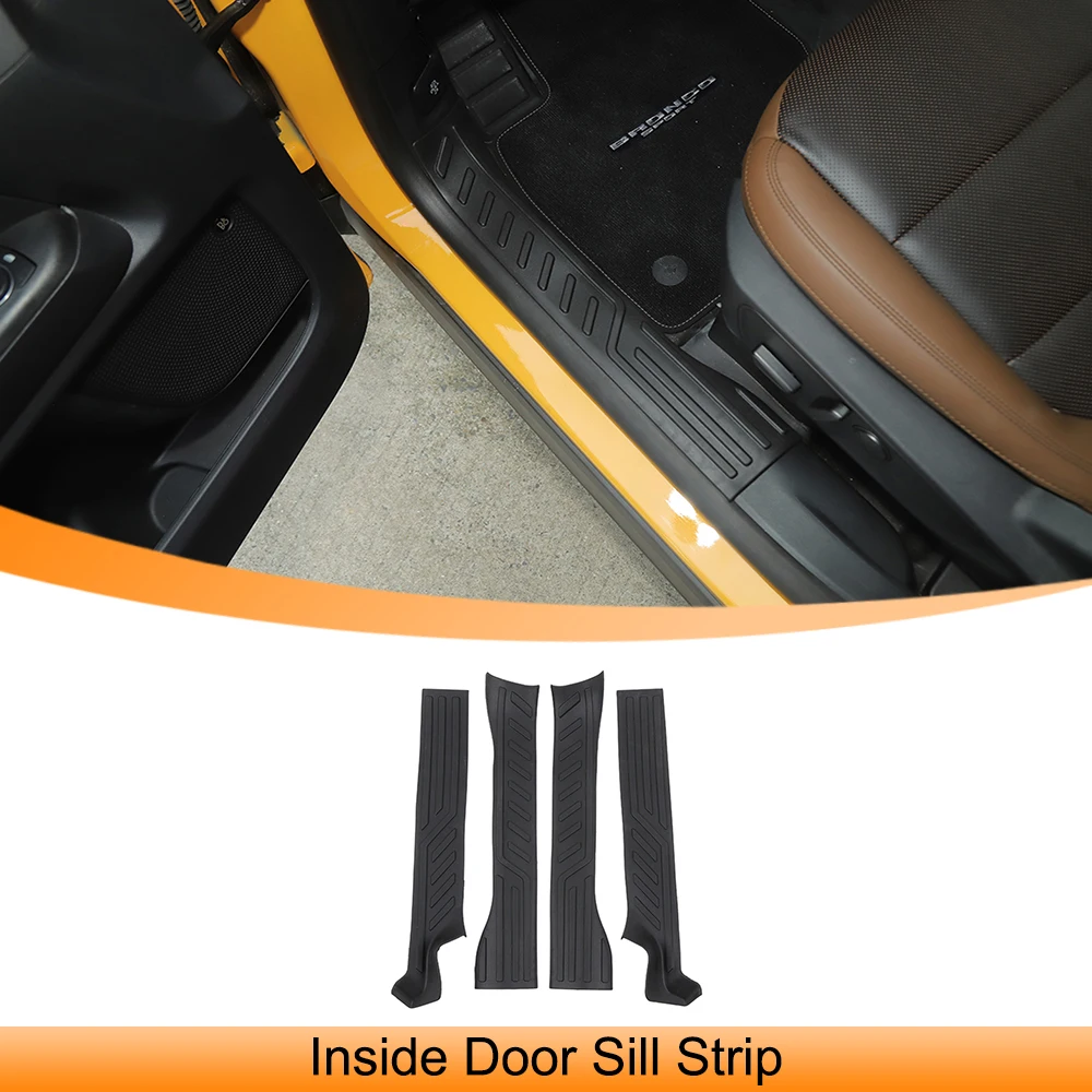 

Car Inside Door Sill Strip Protector Door Entry Guards for Ford Bronco Sport 2021 2022 2023 Auto Interior Accessory Rubber Black