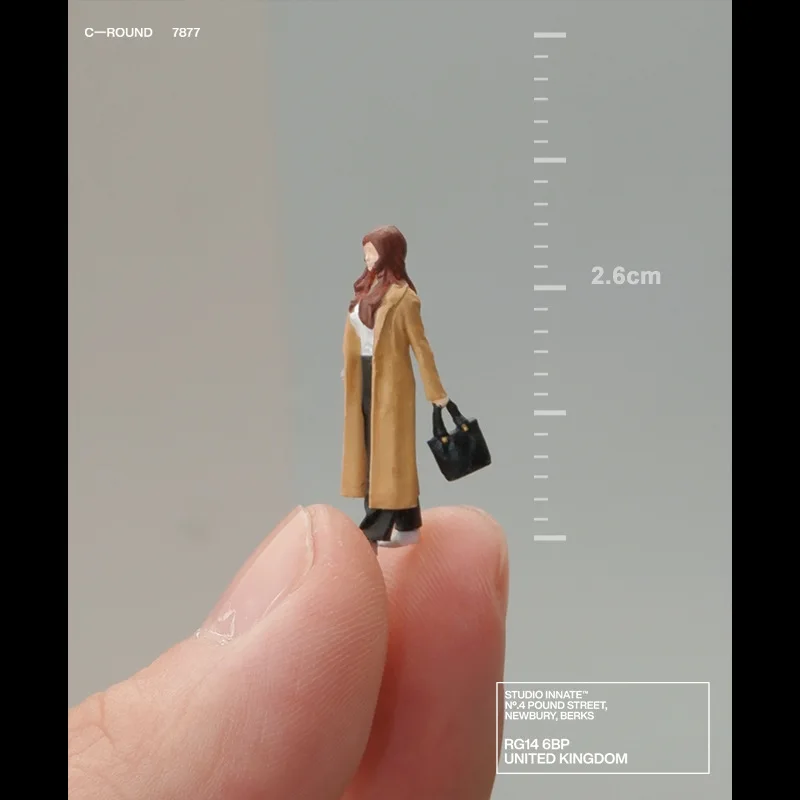 1:64 Trench Coat Girl Miniature Doll Model Simulated 3D Action Figure Toy Micro Scene Sandbox Prop