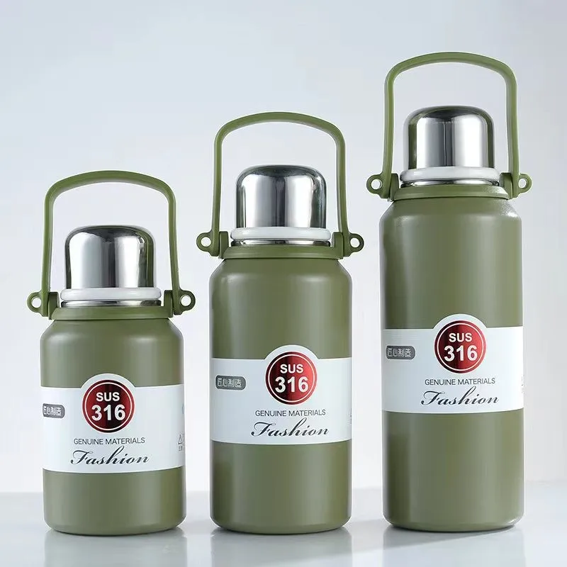 Bouteille d'eau thermique de 1,5 l, grande capacité avec paille, bouteille Thermos en acier inoxydable, bouteille d'eau froide et chaude, tasse Thermos de Sport