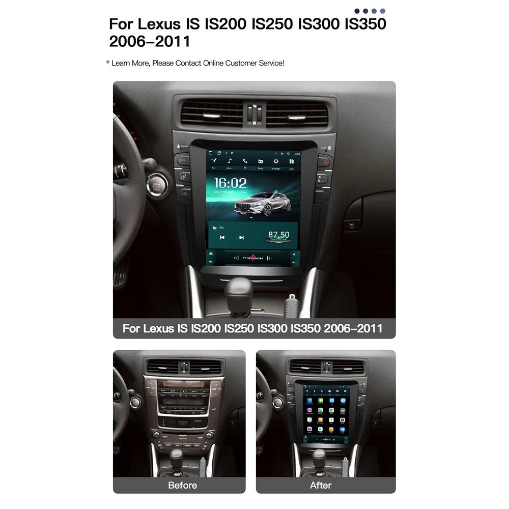 Android 13.0 For LEXUS IS200 IS250 IS300 IS300C Tesla System Carplay Car Video Player Central Multimedia Stereo Screen Head Unit