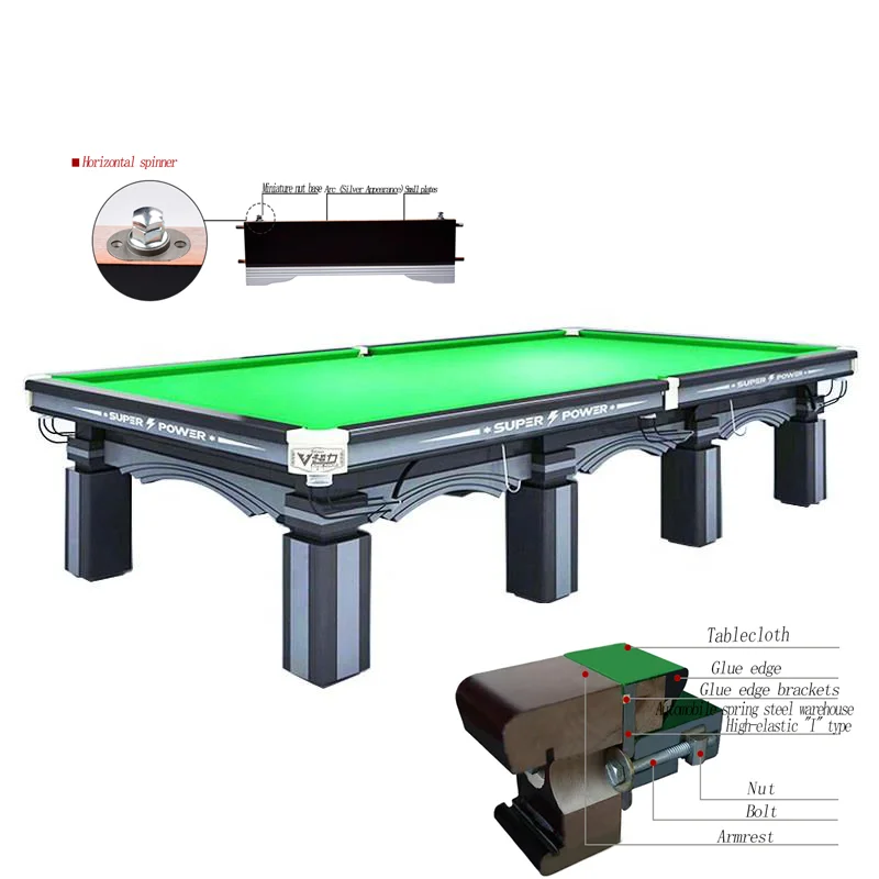 Wholesale 2024New Design Tournament Standard Steel Cushion Solid Wood 12ft English Style Snooker Super Power Table for Game Play