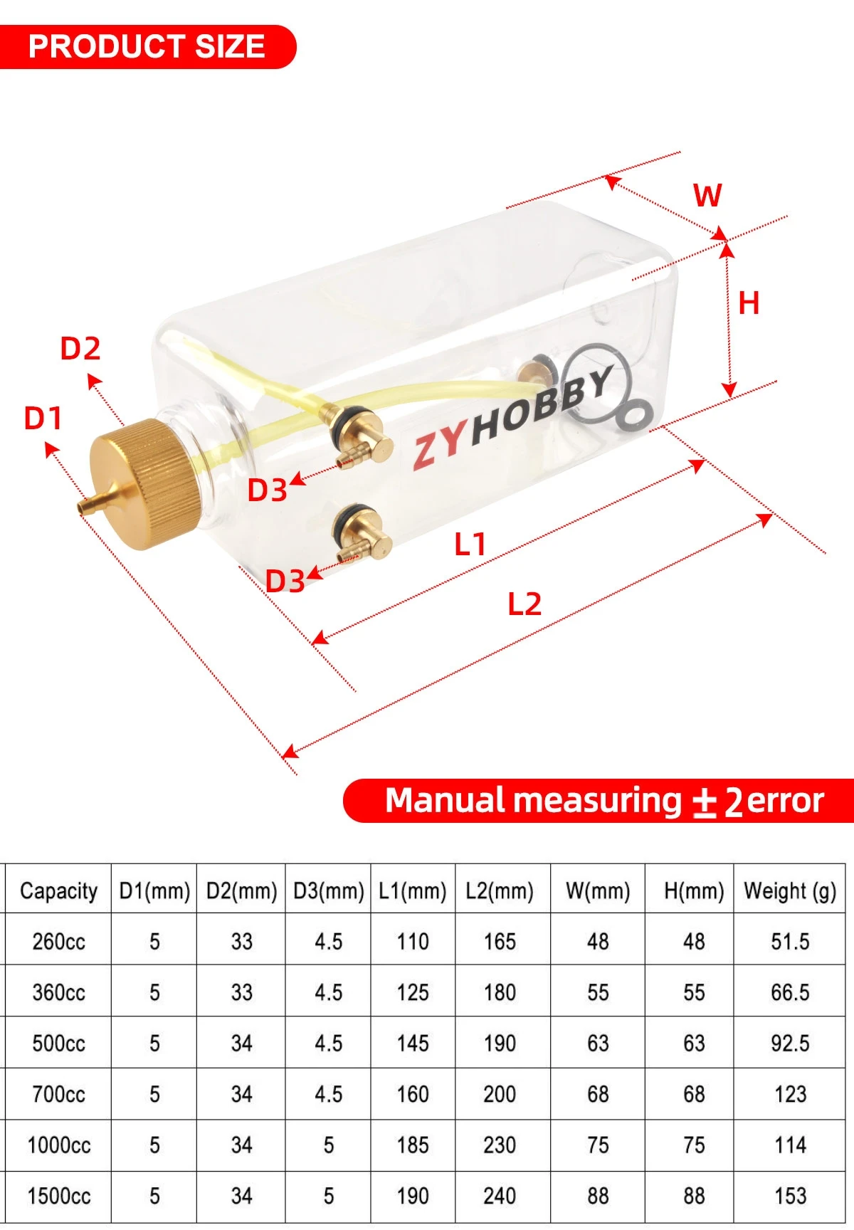 Modelo de avião tanque de combustível rc aeronaves gasolina/etrol nitro tanques transparentes 260ml 360ml 500ml 700ml 1000ml 1500ml garrafas de combustível