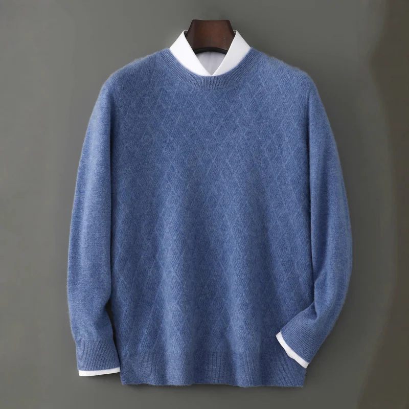 25. осень-зима, новый шерстяной свитер с круглым вырезом, мужской пуловер, свободный универсальный свитер, молодежный вязаный базовый свитер среднего возраста