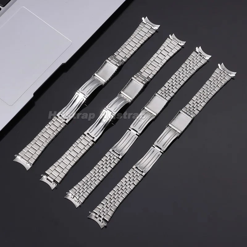 Gebogenes Edelstahl-Uhrenarmband 18/20mm, zwei Ausführungen, Metallglieder, Universalarmband für Rolex und Seiko, Faltschließe – Detail 5