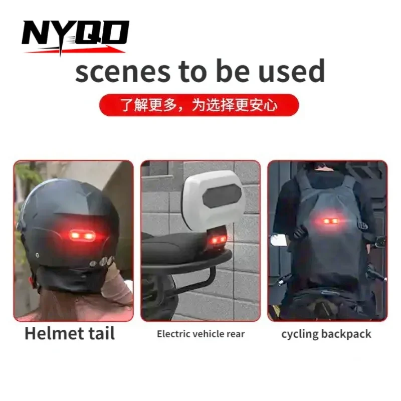 Motorcycle Warning Light LED Helmet Smart Night Riding Safety Light Bicycle Helmet Tail Light Motociclista Accesorios