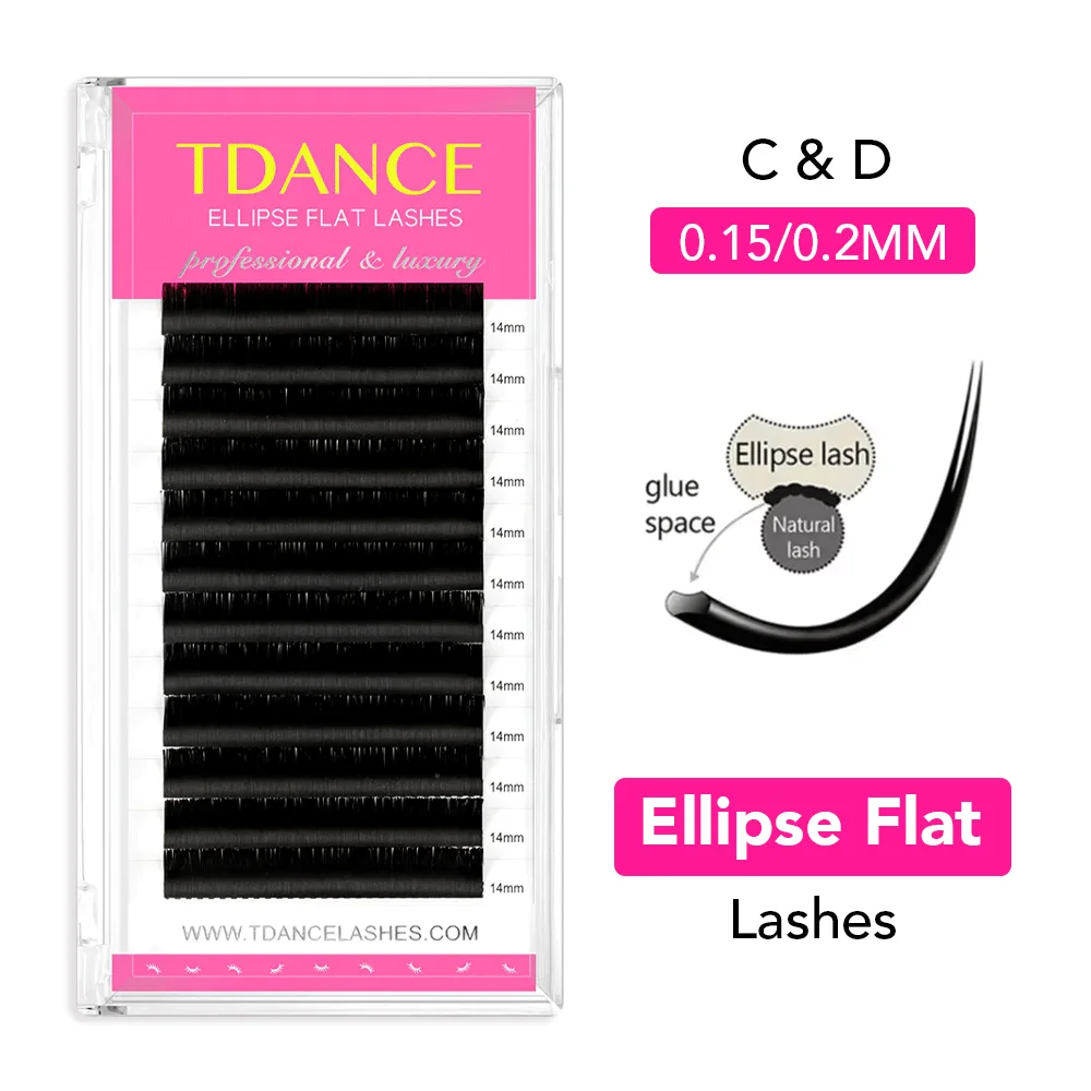 TDANCE 0,15/0,2 Gemischte Ellipse Flache Wimpernverlängerung Wimpern Faux Nerz Falsche Neue Matte Wimpern Liefert Individuelle Split Tipps – Detail 2