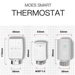 Moes-Actuador de radiador inteligente Tuya ZigBee3.0 TRV, válvula de termostato programable, controlador de temperatura, 2MQTT, Alexa, Google Voive