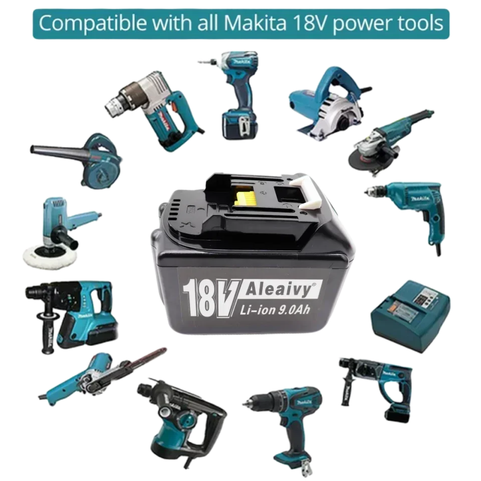 Actualice la batería de 18 V para herramientas Makita con la batería de litio BL1860 de 18 V, 9,0 Ah, batería recargable 18650 (cargador opcional)