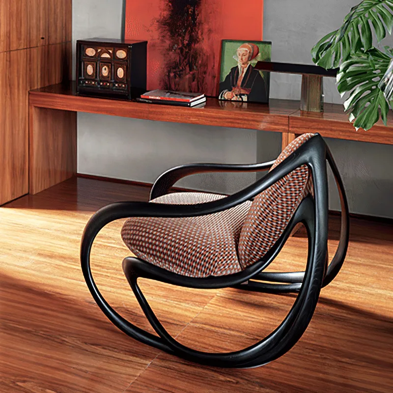 Sofa rocking chair Solid wood balcony Lazy leisure recliner Designer living room rocking chair