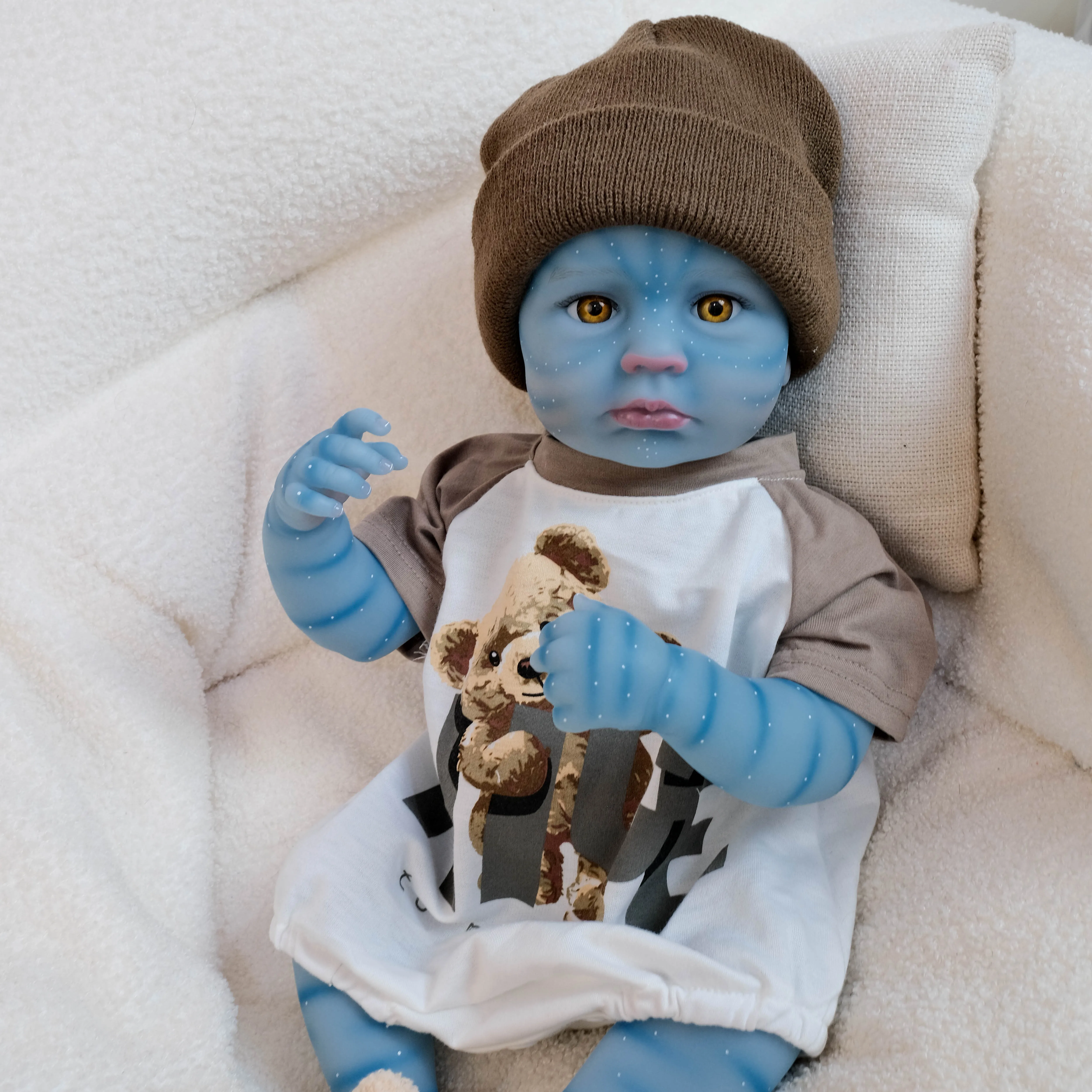 NPK Boneca LouLou Awake de 19 polegadas - Pintura detalhada de alta qualidade feita à mão Boneca pequena realista de corpo inteiro para bebês e crianças