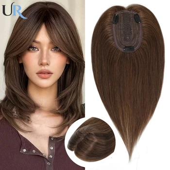 Human Hair Topper For Women 100% Real Human Hair Wigs Clip In Hairpieces Natural Straight Hair Topper Machine Made  Base 18Inch
