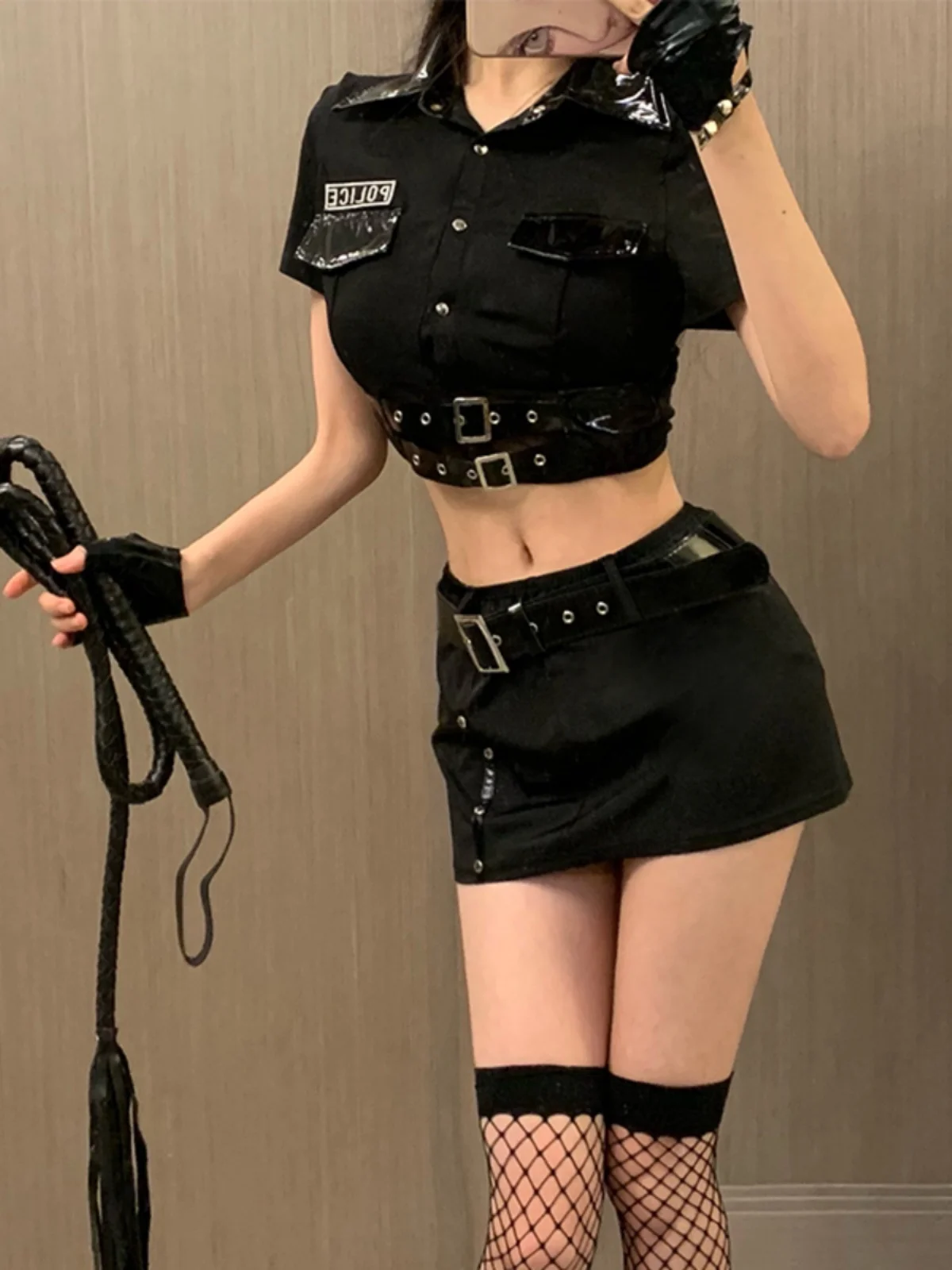 섹시한 경찰 코스프레 의상 여성용 할로윈 역할극 항공기 승무원 캐릭터 공연용